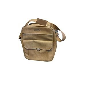 Samsonite Vintage Tan Faux Leather Crossbody Messenger Bag Retro Travel Bag